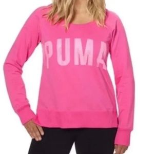 NWOT Puma Pink Scoopneck Logo Soft Comfy Sweatshirt M